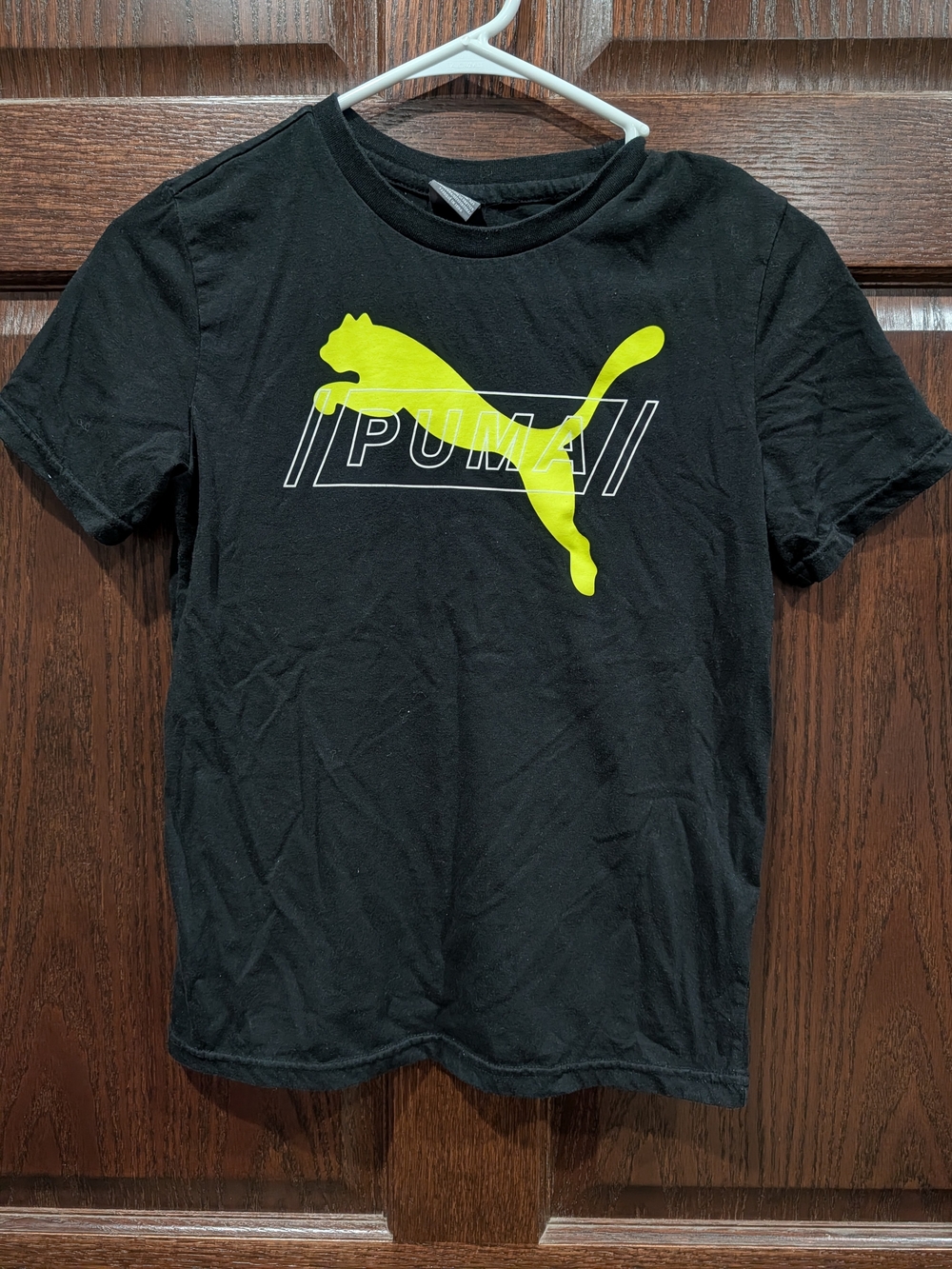 Puma Black Tee with Neon Yellow Logo
